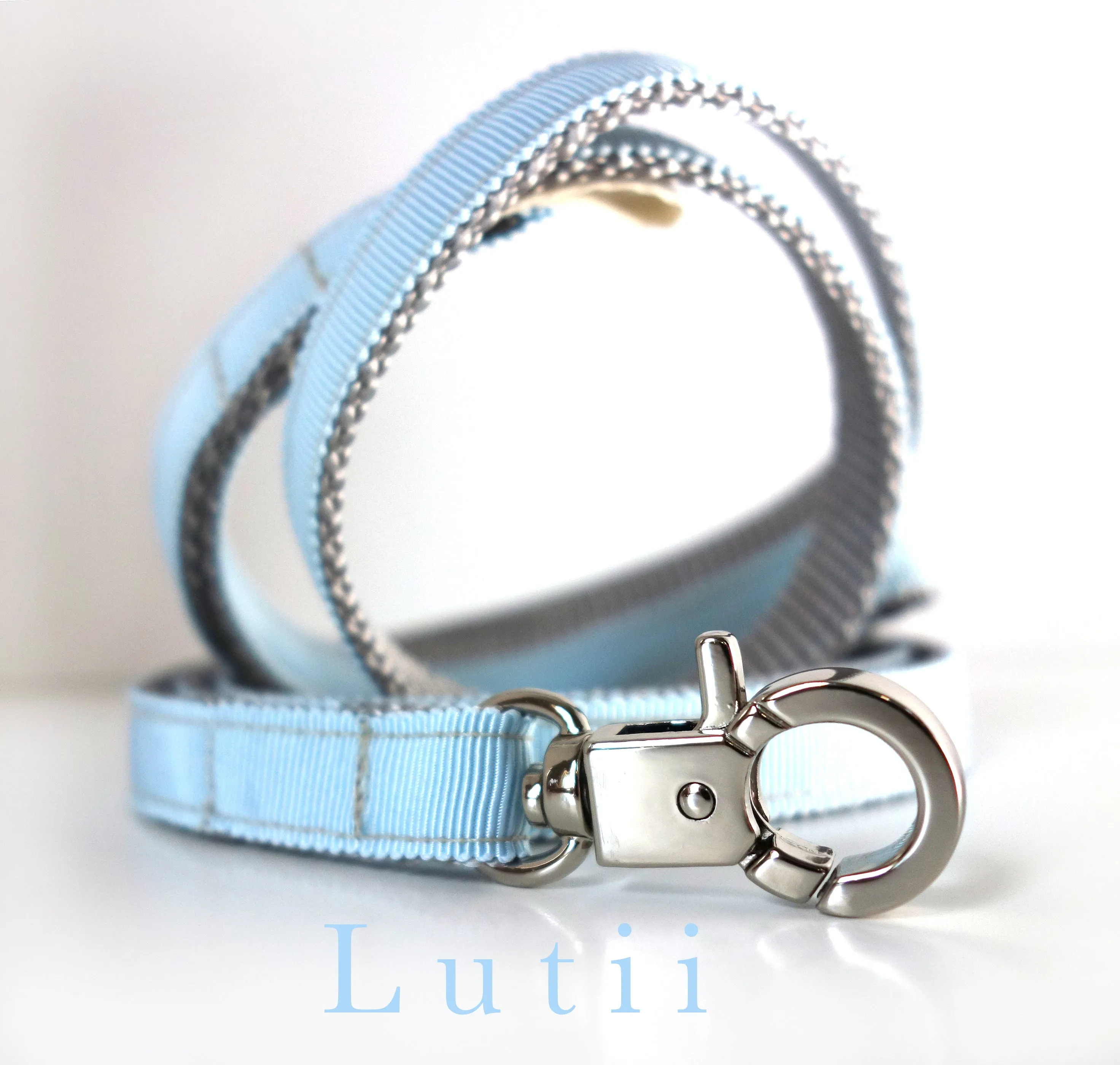 2. LIGHT SILVER STRAP - Pick your ribbon color-Lutii matching leash