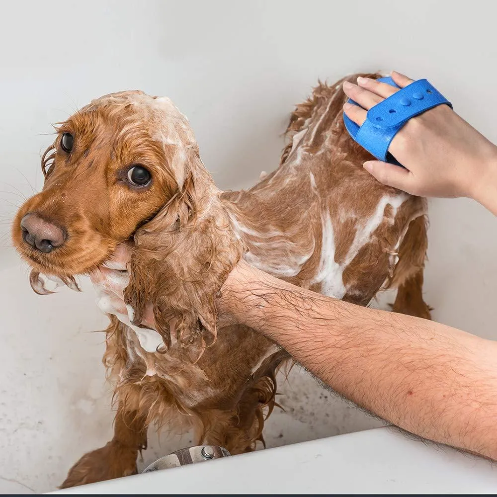 2 Packs Dog Grooming Brush Massage Rubber Comb Bath Scrubber