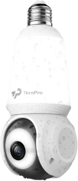 2K Light Bulb Security Camera Outdoor, 2.4G WiFi Wireless Cameras for Home Security with Adjustable LED Lights, IPX6 Waterproof, 360 Motion Tracking and AI Human Detection -White