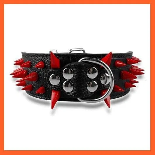 2" Wide Sharp Spiked Studded Leather Dog Collars Pitbull Bulldog Big Dog Adjustable Collar