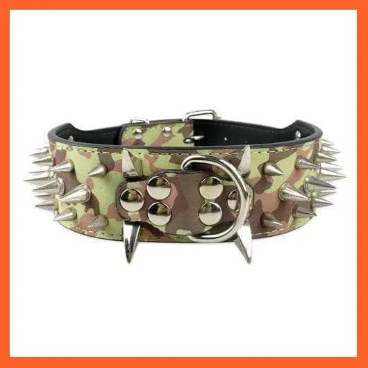 2" Wide Sharp Spiked Studded Leather Dog Collars Pitbull Bulldog Big Dog Adjustable Collar