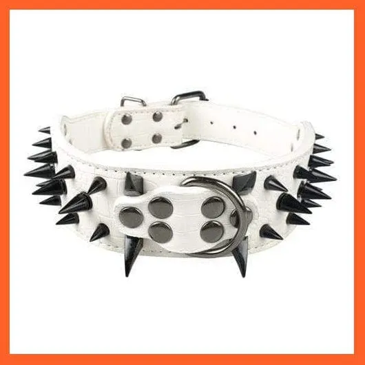 2" Wide Sharp Spiked Studded Leather Dog Collars Pitbull Bulldog Big Dog Adjustable Collar