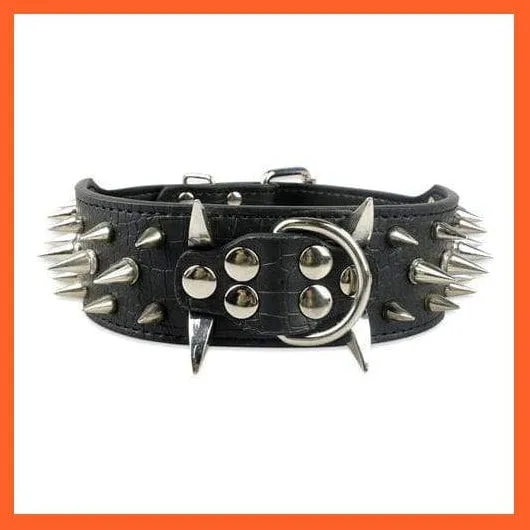 2" Wide Sharp Spiked Studded Leather Dog Collars Pitbull Bulldog Big Dog Adjustable Collar