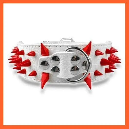 2" Wide Sharp Spiked Studded Leather Dog Collars Pitbull Bulldog Big Dog Adjustable Collar
