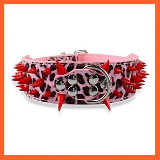 2" Wide Sharp Spiked Studded Leather Dog Collars Pitbull Bulldog Big Dog Adjustable Collar