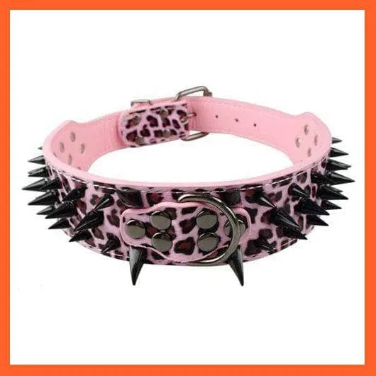 2" Wide Sharp Spiked Studded Leather Dog Collars Pitbull Bulldog Big Dog Adjustable Collar