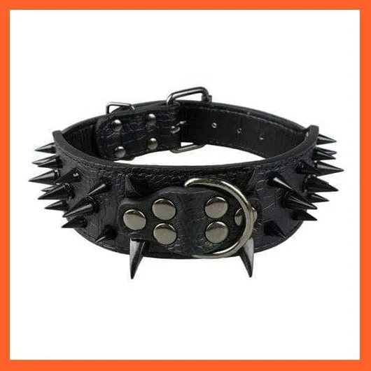 2" Wide Sharp Spiked Studded Leather Dog Collars Pitbull Bulldog Big Dog Adjustable Collar