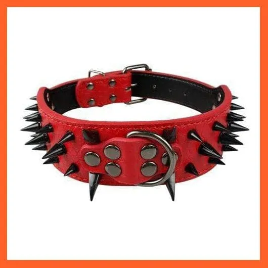 2" Wide Sharp Spiked Studded Leather Dog Collars Pitbull Bulldog Big Dog Adjustable Collar