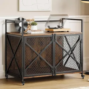 31 Inch Dog Crate Furniture Heavy Duty Portable Indoor Pet Cage with Lockable 360 Wheels, Double Door Decorative Dog Kennel End Table for Small, Medium, Large Dogs