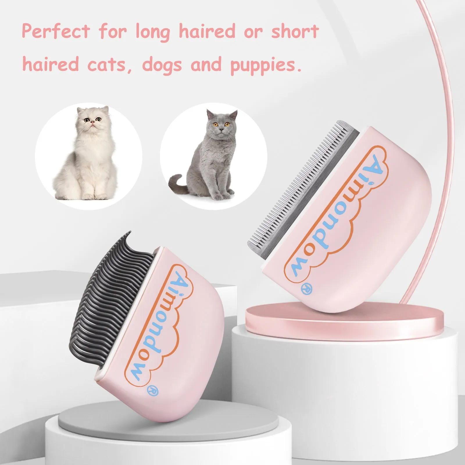 Aimondow Cat Comb Cat Brush for Shedding Grooming Hair Removal Shell Comb for Cats Dogs Puppy Rabbit Bunny Easy to Dematting Matted Fur Tangled Hair, 2 PCS