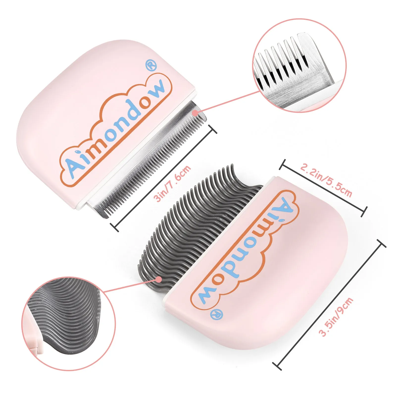 Aimondow Cat Comb Cat Brush for Shedding Grooming Hair Removal Shell Comb for Cats Dogs Puppy Rabbit Bunny Easy to Dematting Matted Fur Tangled Hair, 2 PCS