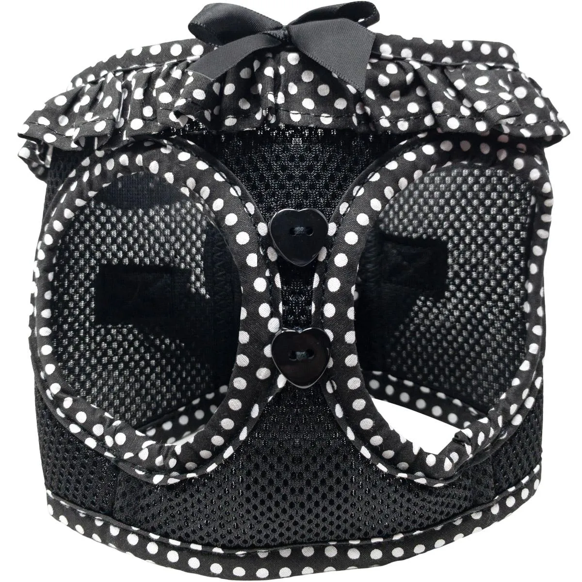American River Choke Free Dog Harness™ - Black with White Polka Dots