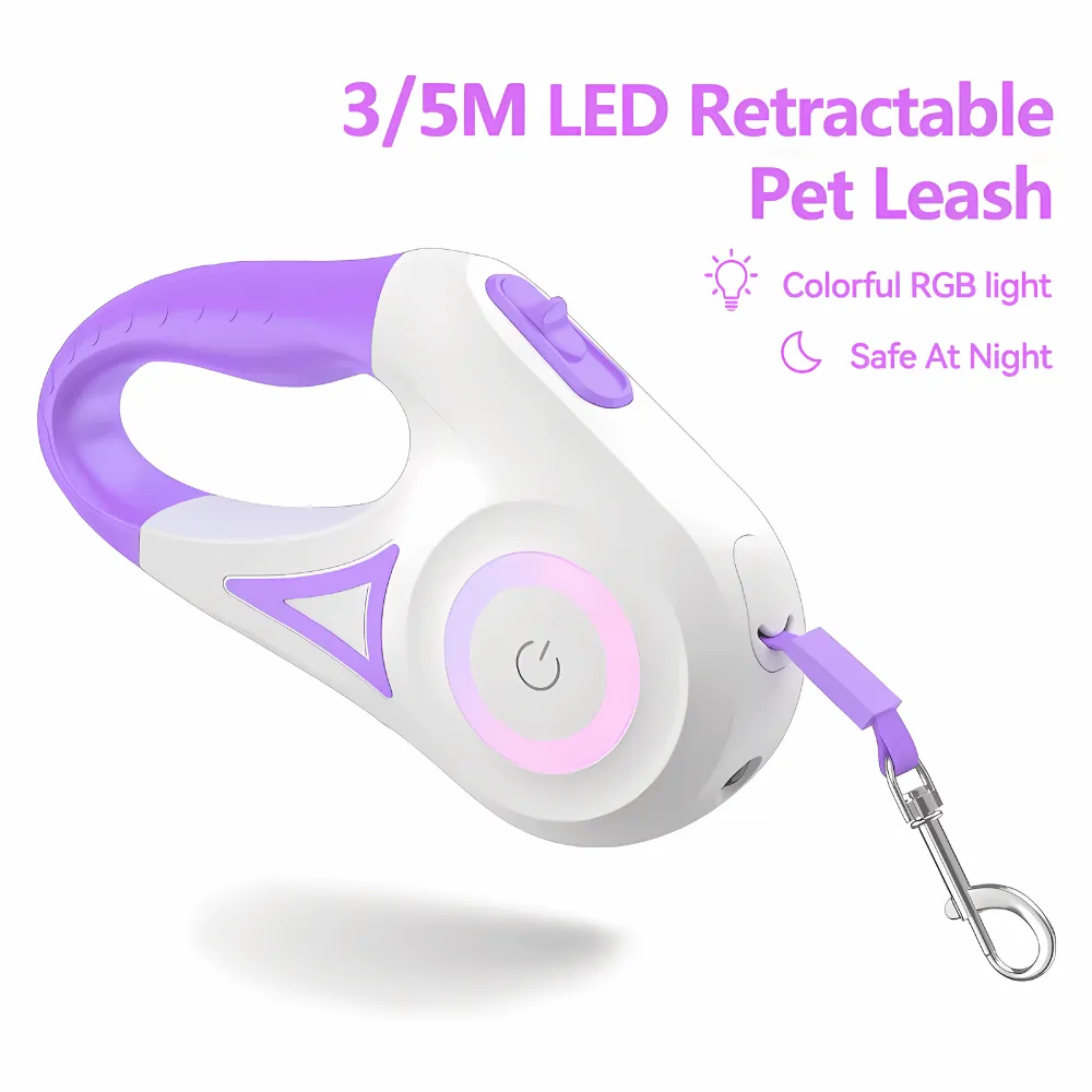 Automatic Retractable LED Dog Leash – Safe Night Walks with One-Hand Control