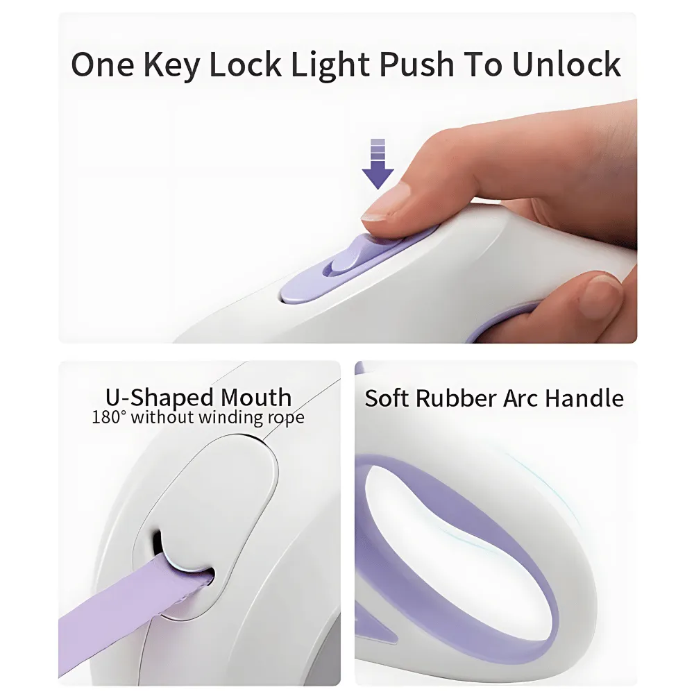 Automatic Retractable LED Dog Leash – Safe Night Walks with One-Hand Control