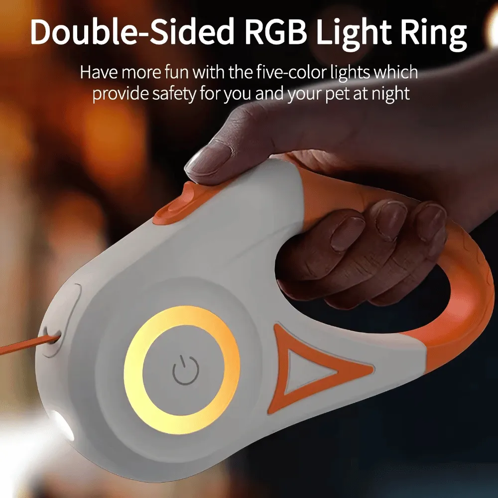 Automatic Retractable LED Dog Leash – Safe Night Walks with One-Hand Control