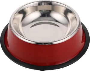 Balacoo Stainless Steel Dog Bowl: Non-Slip Food and Water Dish Food Feeding Basin Pet Feeding Bowl for Dogs and Cats, Red