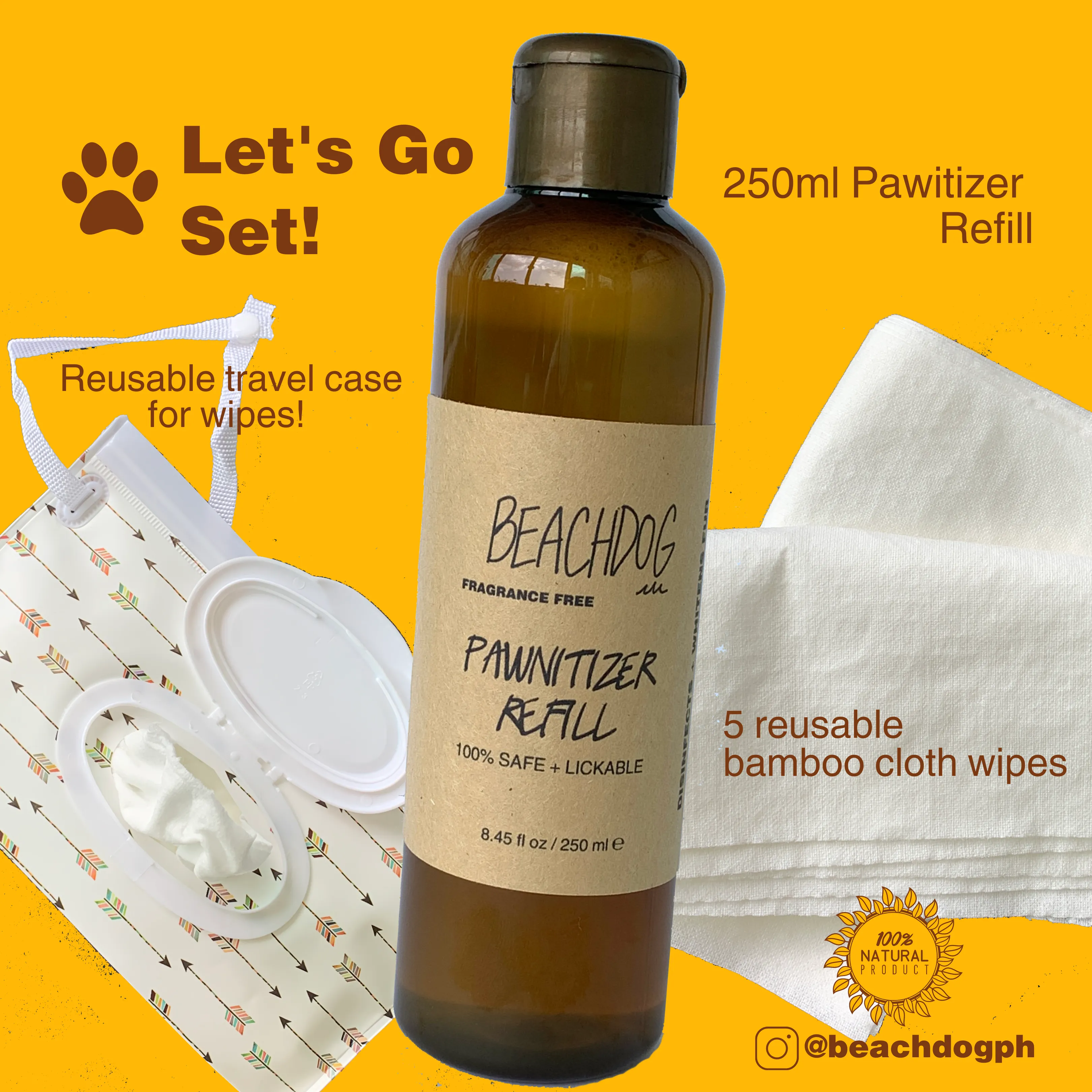 BeAchDoG Let's Go Set (reusable wet wipes)