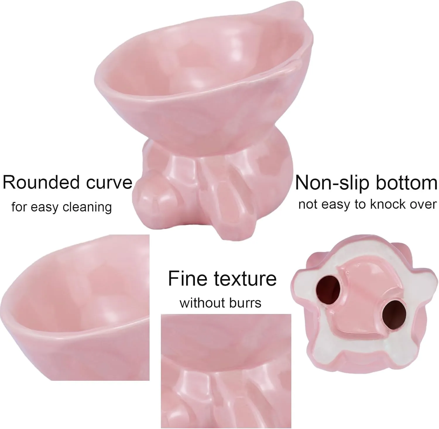 Cat Bowl Elevated Cat Bowls Whisker Friendly Cute Ceramic Tilted Food Bowls for Indoor Cats 5.4 Inch Wide 15 Raised Kitten Supplies Dishwasher and Microwave Safe Pink Cats Water Bowl