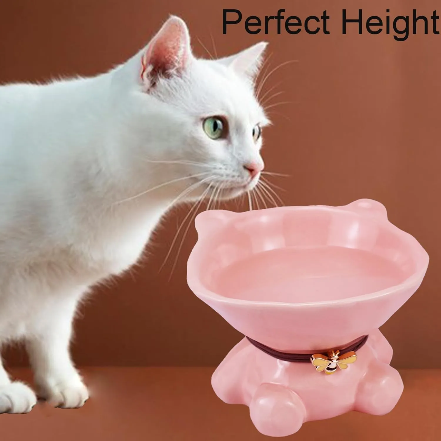 Cat Bowl Elevated Cat Bowls Whisker Friendly Cute Ceramic Tilted Food Bowls for Indoor Cats 5.4 Inch Wide 15 Raised Kitten Supplies Dishwasher and Microwave Safe Pink Cats Water Bowl