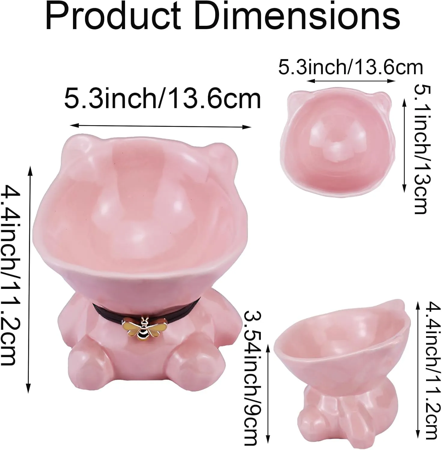 Cat Bowl Elevated Cat Bowls Whisker Friendly Cute Ceramic Tilted Food Bowls for Indoor Cats 5.4 Inch Wide 15 Raised Kitten Supplies Dishwasher and Microwave Safe Pink Cats Water Bowl