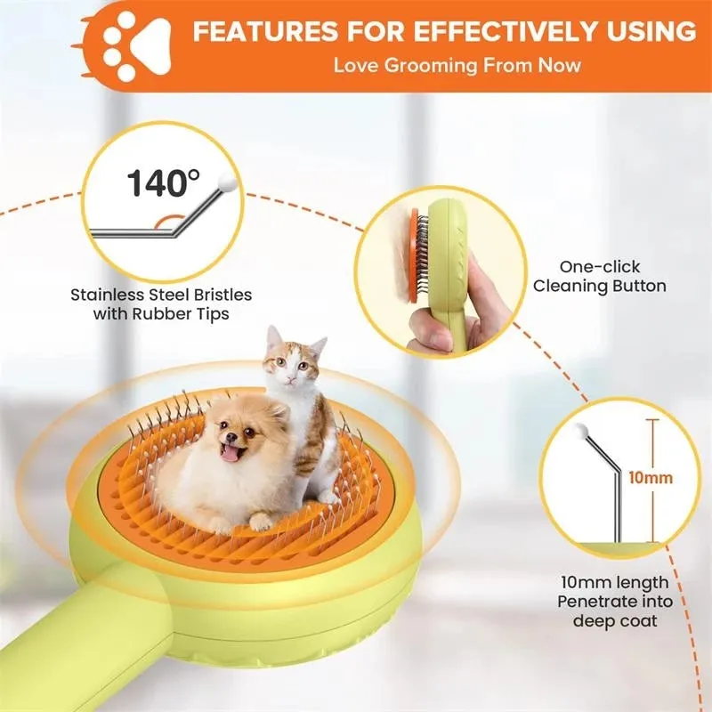 Cat Brush Pet Comb Hair Removes Pet Hair Brush For Cats Dogs Self Cleaning Slicker Brush Removes Tangled Hair Cat Accessories