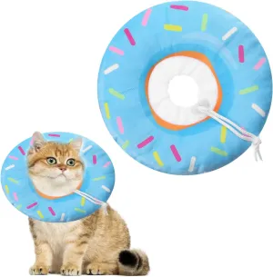 Cat Cone Collar Soft Adjustable Elizabethan Recovery Collar to Stop Licking Cute Comfortable Donut Cone for Cats After Surgery Anti-Bite for Small Pet Kittens Blue