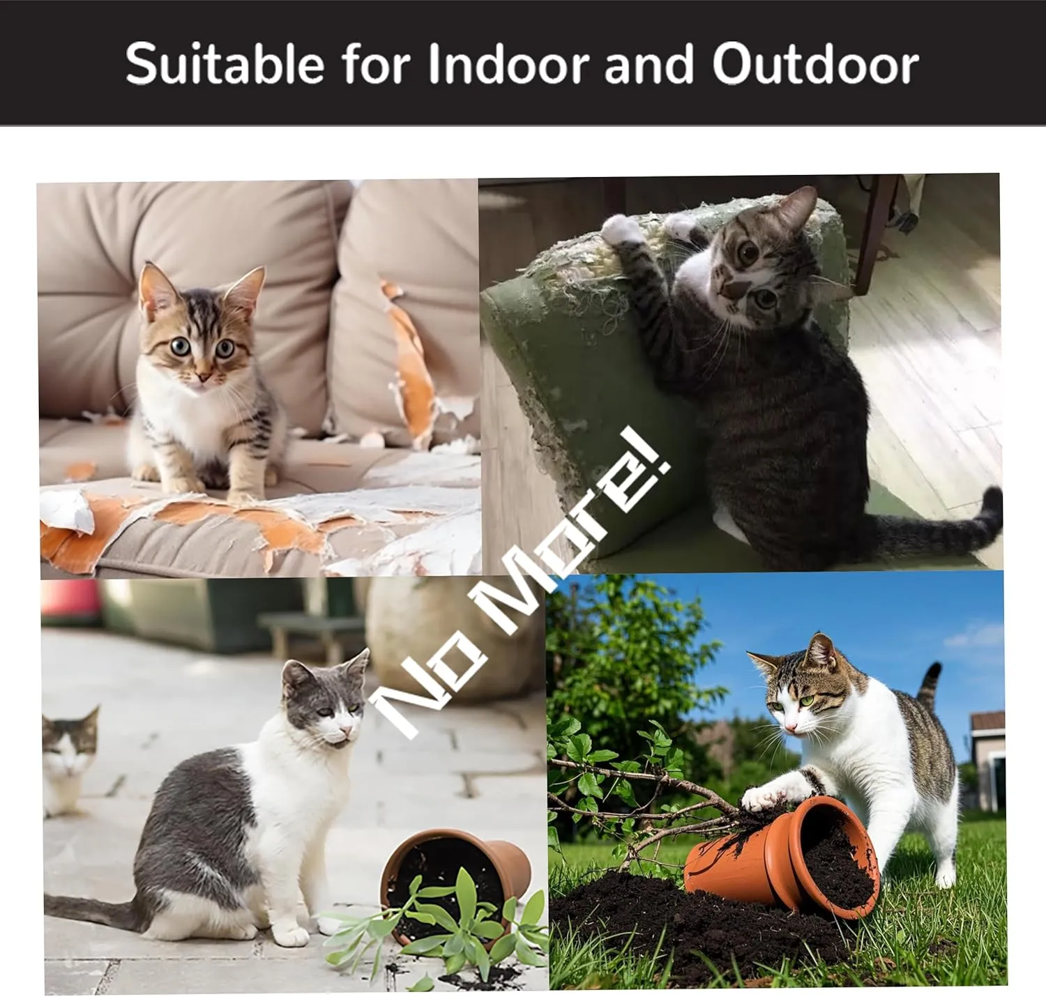 Cat Deterrent Spray - 100% Natural Cat Repellent Spray for Urine Marking & Scratching - Eco Friendly, Safe to Use Around Children and Pets, Safe for Use on Furniture and Fabric, Works Indoor & Outdoor