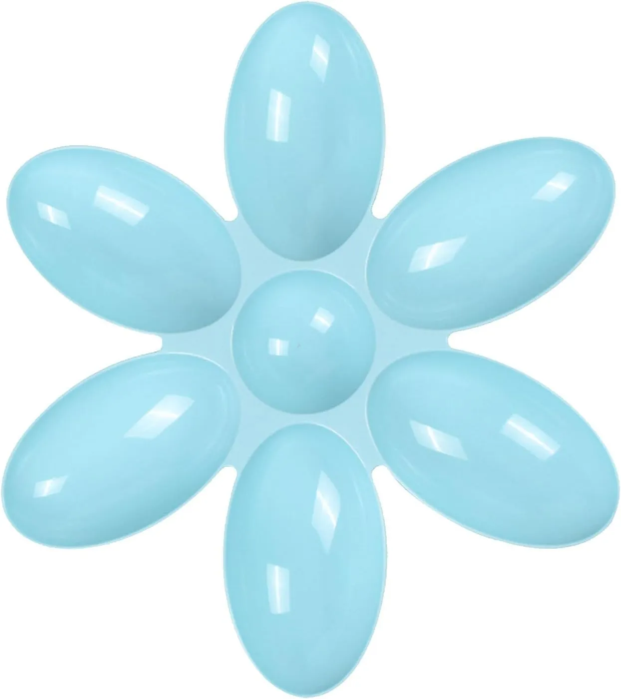 Cat Food Bowl, Plastic 6 Petals Long Lasting Easy to Clean Puppy Food Feeder, 6 Grids Pet Feeding Bowl Multi Cat Feeder for Small Cats Kittens (Blue)