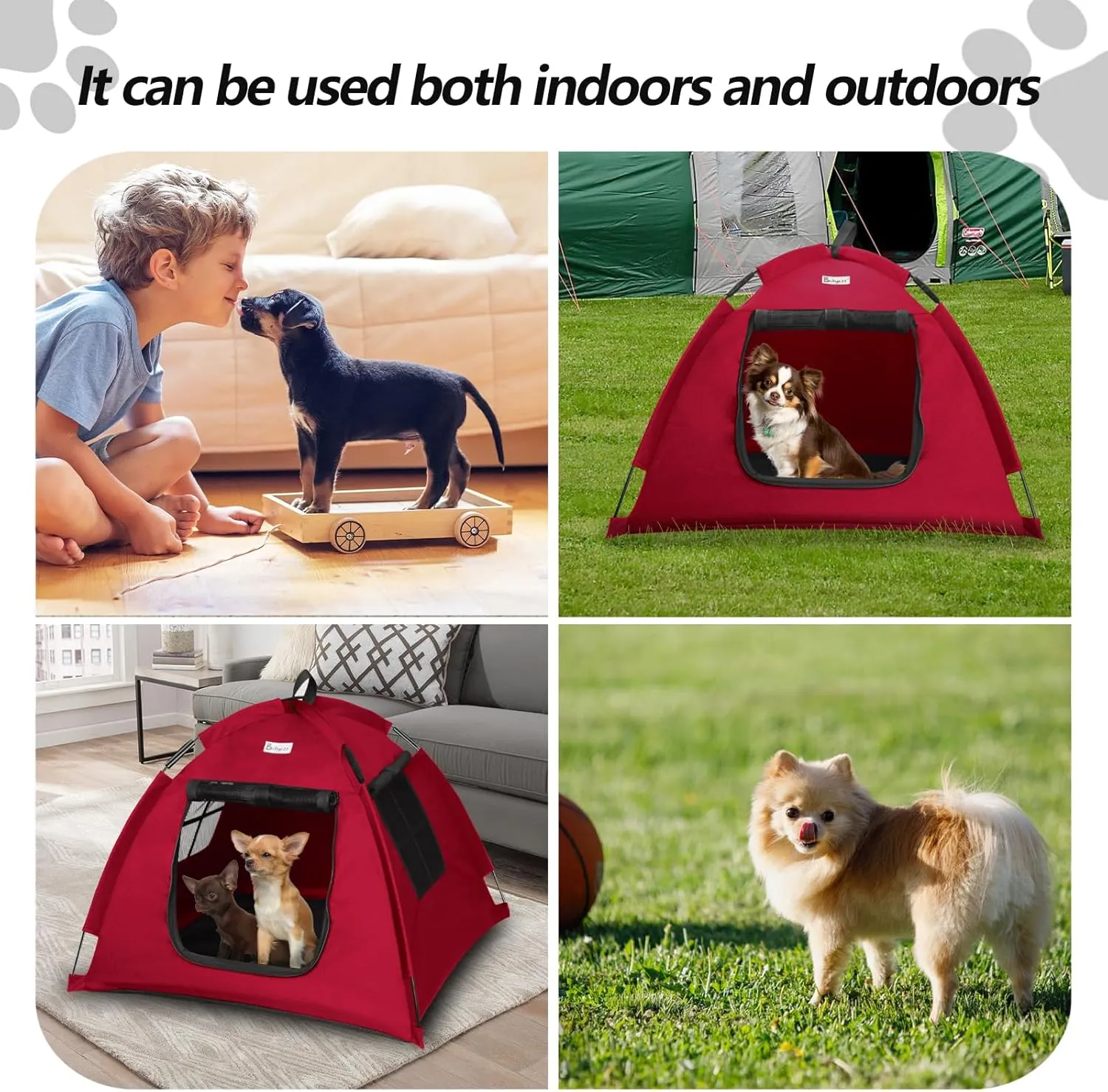 Cat Tent Outdoor/Indoor, Cat and Dog Waterproof Tent House, Outdoor Dog Bed Washable, Indoor/Outdoor Cave Nest Bed Small Dog Tent for Cat, Bunny and Small Animal (Red, S)