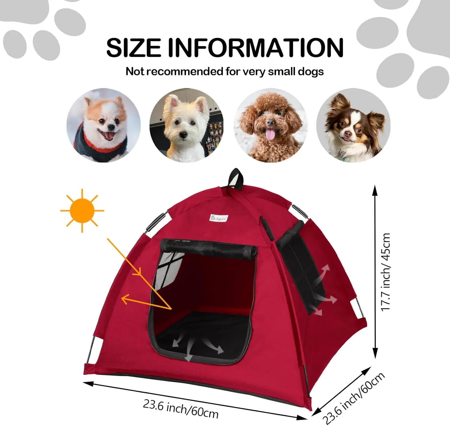 Cat Tent Outdoor/Indoor, Cat and Dog Waterproof Tent House, Outdoor Dog Bed Washable, Indoor/Outdoor Cave Nest Bed Small Dog Tent for Cat, Bunny and Small Animal (Red, S)