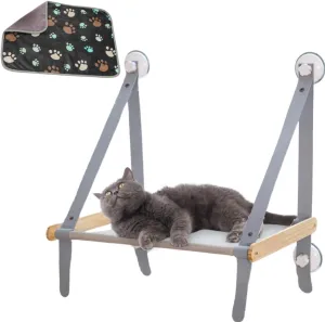 Cat Window Perch with Blanket - Cozy, Sturdy and Space-Saving for Indoor Cats