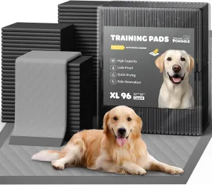 Charcoal Puppy Pads - 96 Packs, 33.6"28.0" Ultra-Large Puppy Pads, Odor-Control Carbon Pee Pads for Dogs, 6-Layer Dog Training Pads, Ultra-Absorbent & Quick-Dry Black Puppy Pads