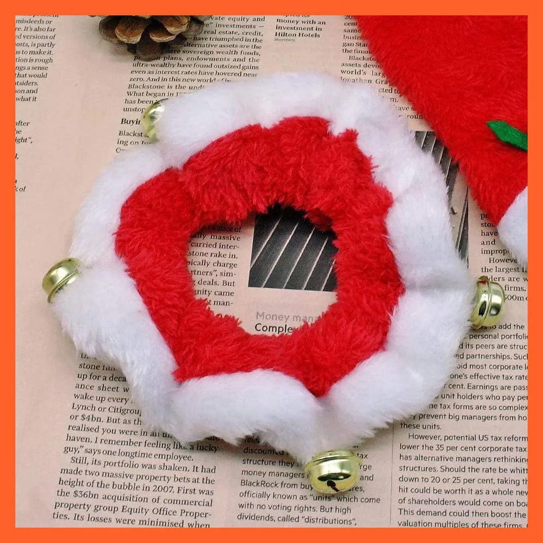 Christmas Dog Hat And Collar | Dogs Costume Santa Hats & Necklace With Bell