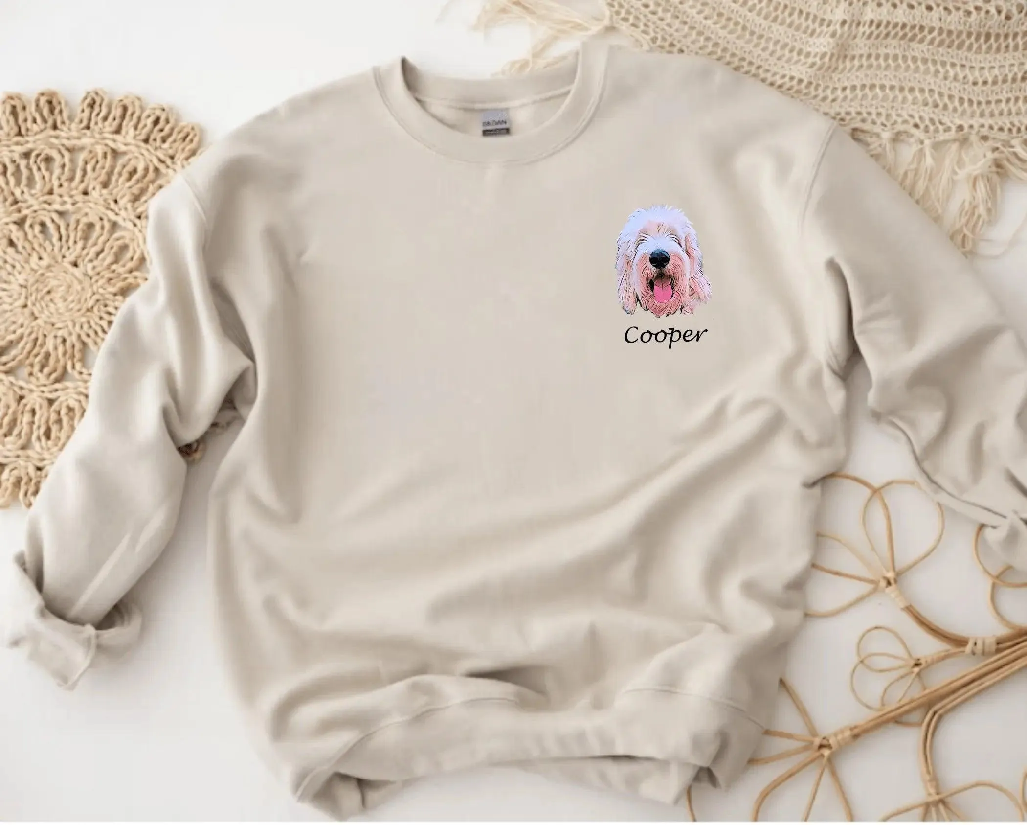 Colorful Custom Pet Portrait Crewneck Sweatshirt
