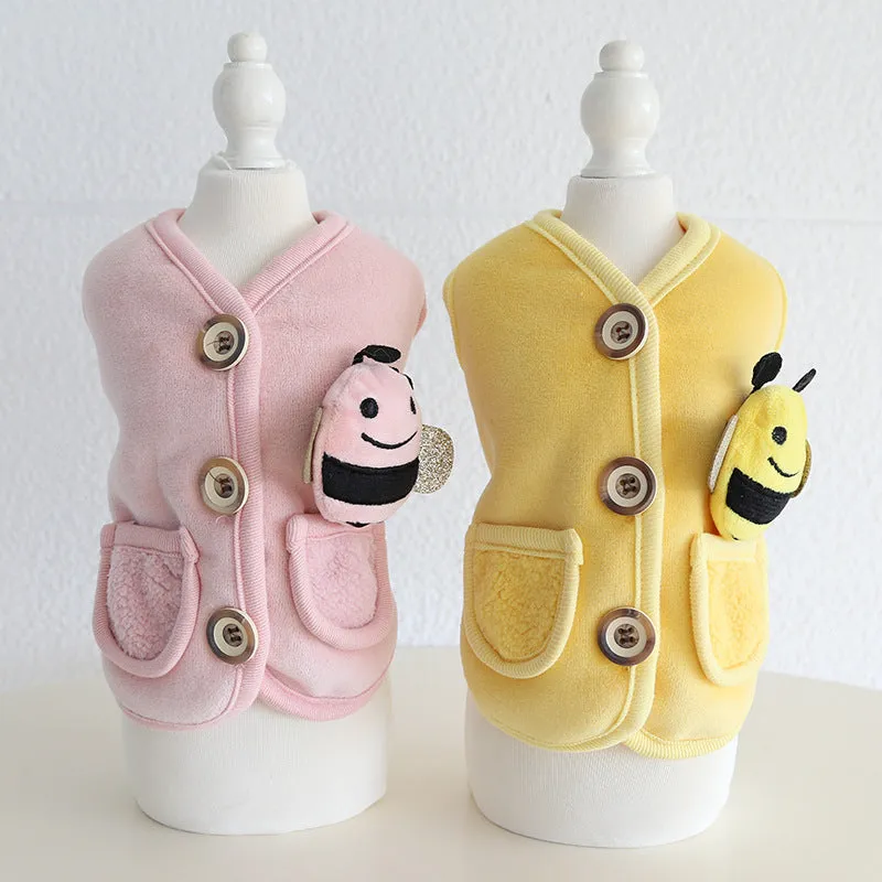 Cute Bee Soft Fleece Dog Cat Jacket Vest
