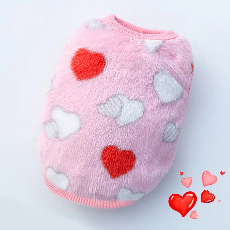 Cute Pet Clothes | Thickened Autumn and Winter Puppy Flannel Cartoon Vest | Teddy Dog Clothes