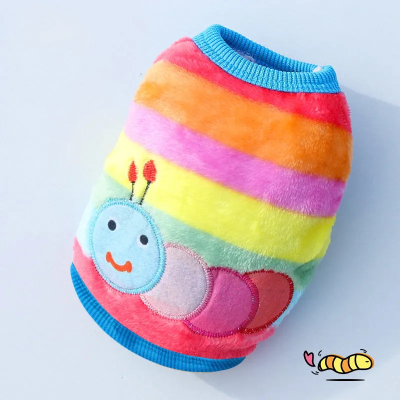 Cute Pet Clothes | Thickened Autumn and Winter Puppy Flannel Cartoon Vest | Teddy Dog Clothes