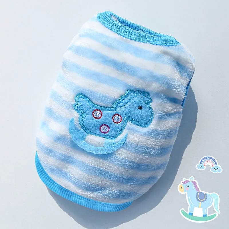 Cute Pet Clothes | Thickened Autumn and Winter Puppy Flannel Cartoon Vest | Teddy Dog Clothes
