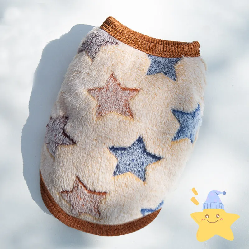 Cute Pet Clothes | Thickened Autumn and Winter Puppy Flannel Cartoon Vest | Teddy Dog Clothes