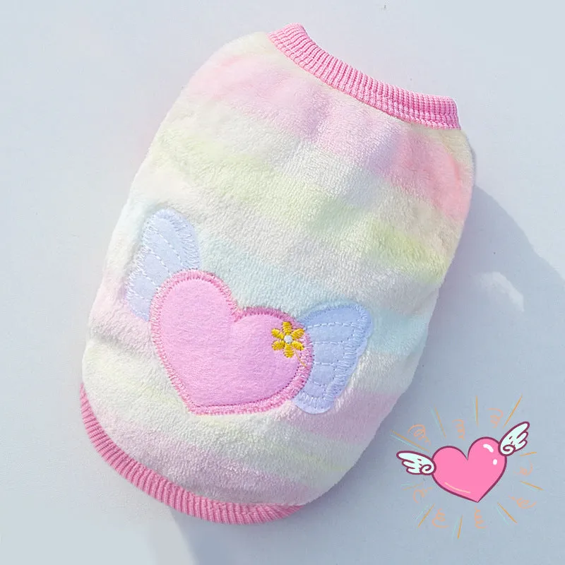 Cute Pet Clothes | Thickened Autumn and Winter Puppy Flannel Cartoon Vest | Teddy Dog Clothes