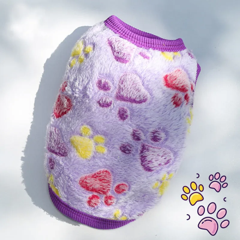 Cute Pet Clothes | Thickened Autumn and Winter Puppy Flannel Cartoon Vest | Teddy Dog Clothes