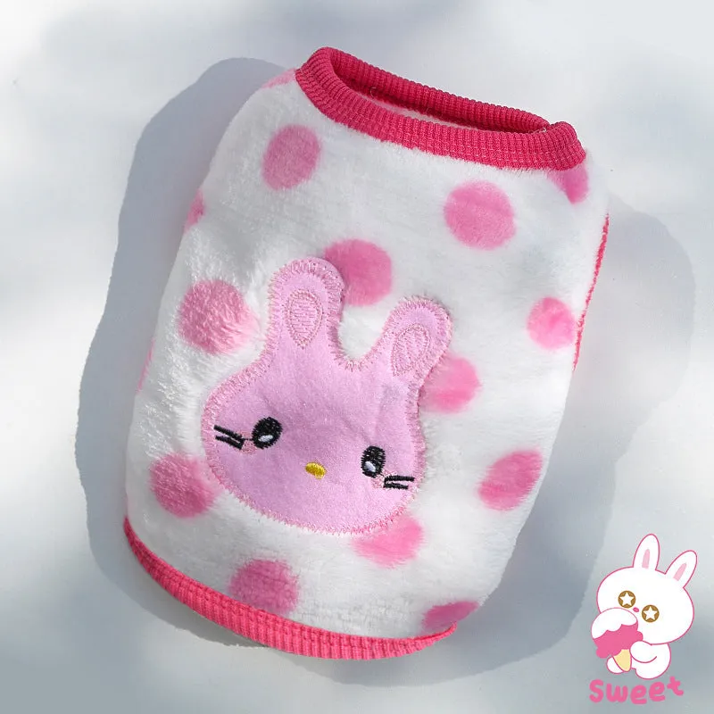 Cute Pet Clothes | Thickened Autumn and Winter Puppy Flannel Cartoon Vest | Teddy Dog Clothes