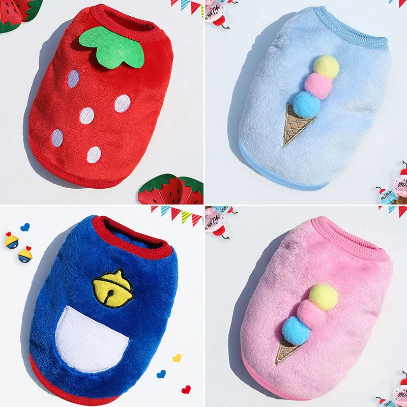 Cute Pet Clothes | Thickened Autumn and Winter Puppy Flannel Cartoon Vest | Teddy Dog Clothes