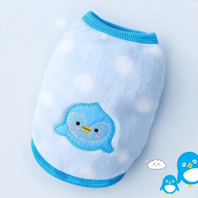 Cute Pet Clothes | Thickened Autumn and Winter Puppy Flannel Cartoon Vest | Teddy Dog Clothes