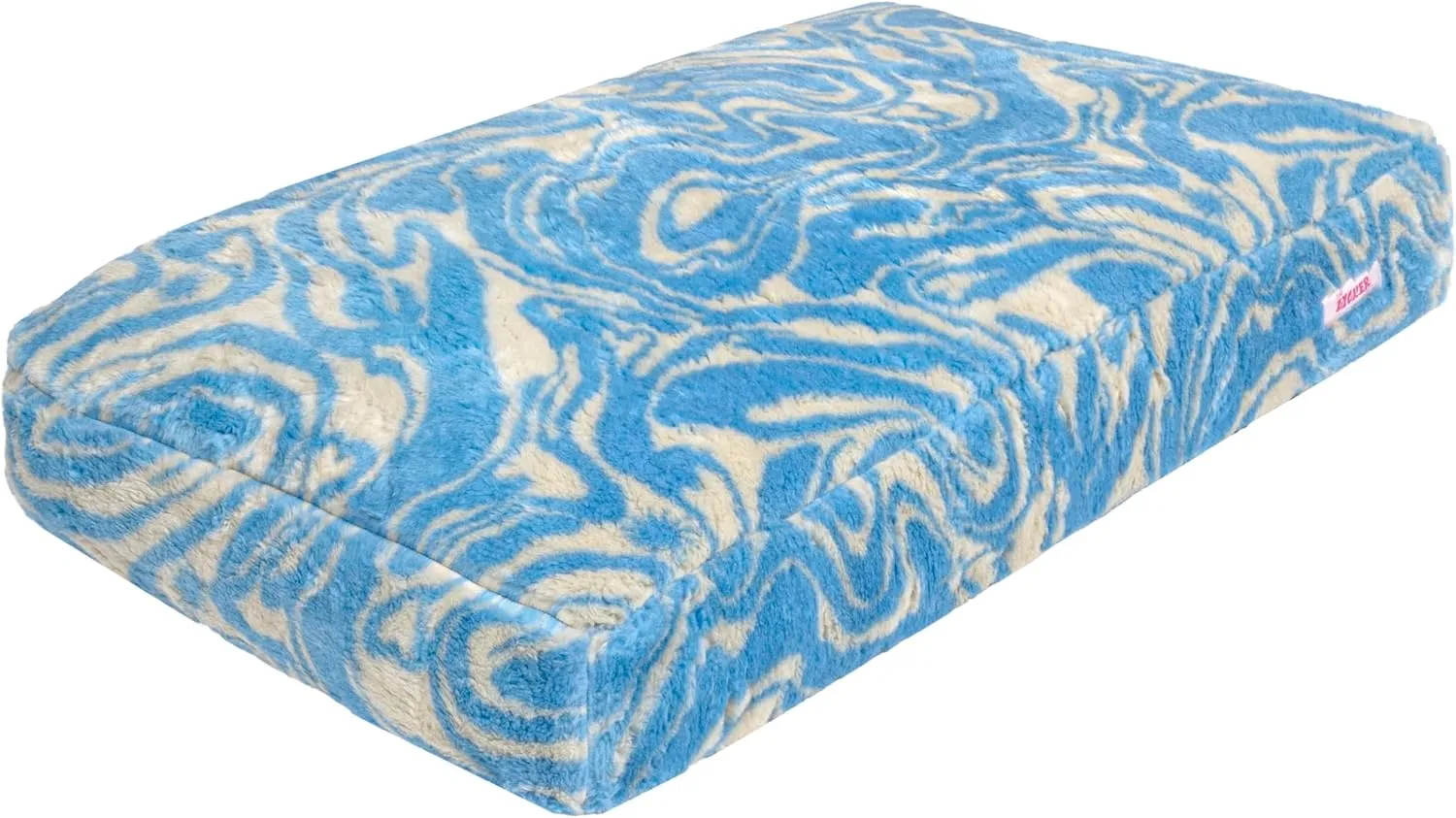 DBD3001G-XL Mabel 49.5" x 31.5" Designer Modern Ultra Soft Reversible Plush Rectangular Pet Bed with Washable Cover, Blue Lemonade Twist