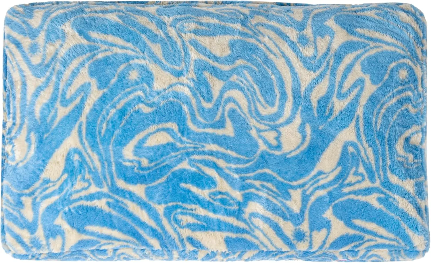 DBD3001G-XL Mabel 49.5" x 31.5" Designer Modern Ultra Soft Reversible Plush Rectangular Pet Bed with Washable Cover, Blue Lemonade Twist