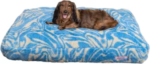 DBD3001G-XL Mabel 49.5" x 31.5" Designer Modern Ultra Soft Reversible Plush Rectangular Pet Bed with Washable Cover, Blue Lemonade Twist