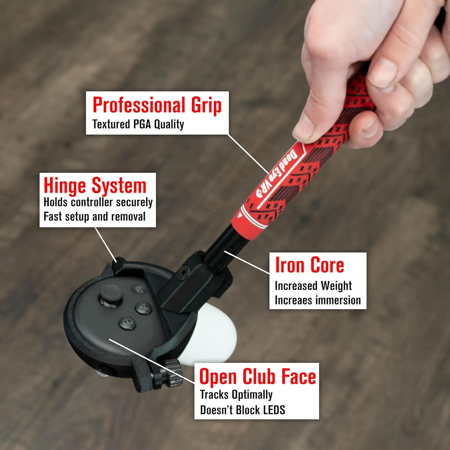 DeadEyeVR - DriVR - Golf Club for Meta Quest 3 and Pro - Realistic VR Golf Simulator Handle - Weighted VR Golf Club Grip for Enhanced Play