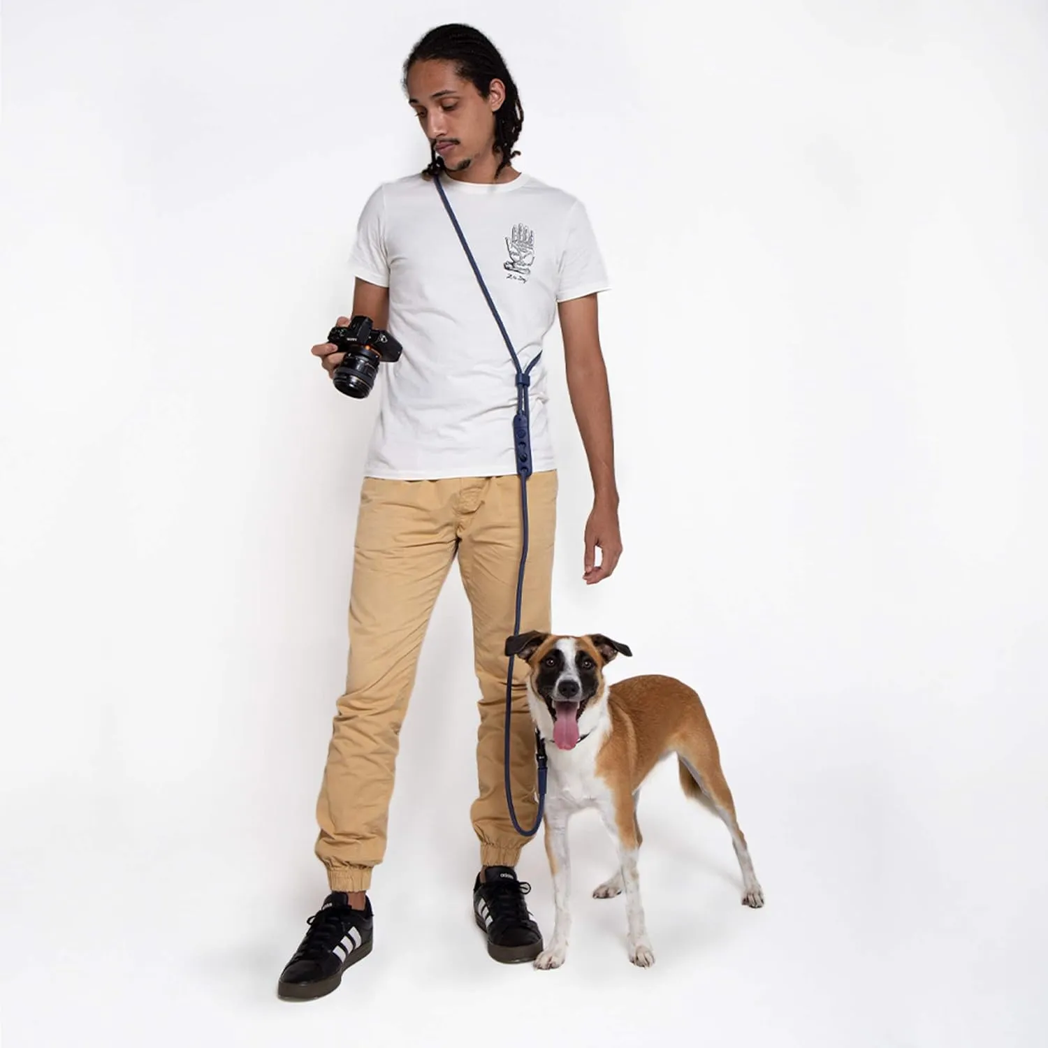 Deep Blue 4-in-1 Hands-Free Dog Leash  Adjustable for Crossbody, Waist, Long Leash, or Tether Use  Stylish, Lightweight, and Comfortable for Everyday Walks