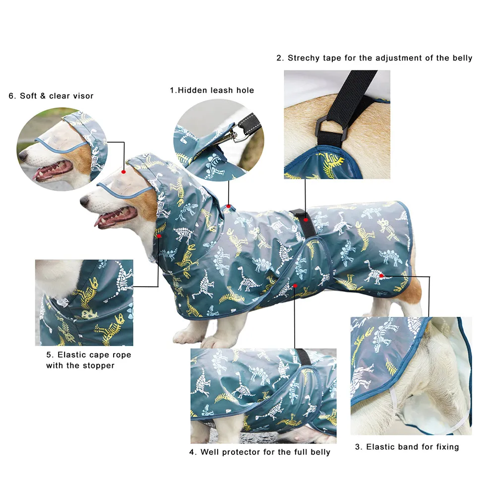 DinoGuard French Bulldog Dinosaur Raincoat Waterproof Pet Apparel
